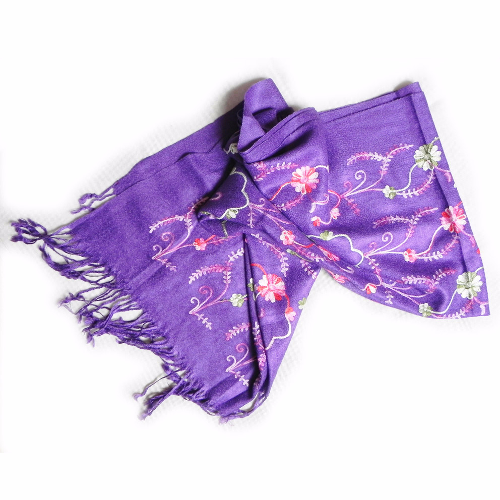 满板绣长巾紫色